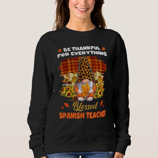 Sweatshirt Merci Bienheureux Professeur Espagnol Gnome Fall M (Devant)