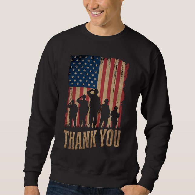 Sweatshirt Merci Drapeau Américain de la Fête des Vétérans Vi (Devant)