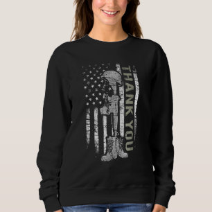 Sweatshirt Merci du drapeau américain anciens combattants fie