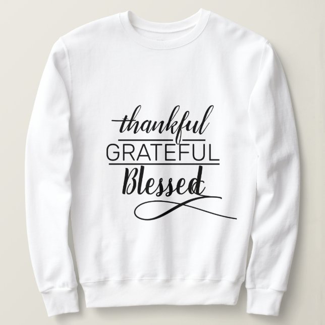 Sweatshirt Merci Grateful Blessé Femme Script blanc (Design devant)