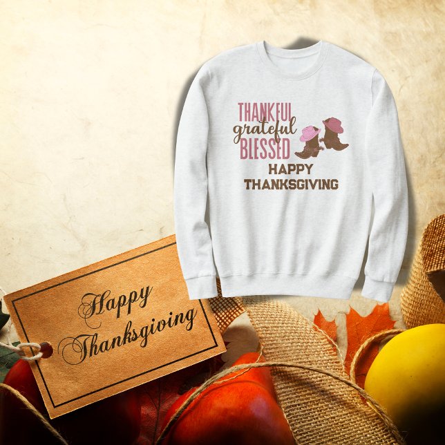 Sweatshirt Merci, Gratuit, Béni, Bon thanksgiving | (Créateur téléchargé)