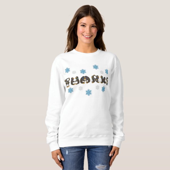 Sweatshirt Merci Merci Penguin Winter Snowflake Holiday (Devant entier)
