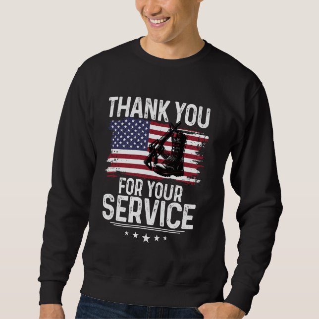 Sweatshirt Merci Pour Votre Service Chemise Bottes Militaires (Devant)