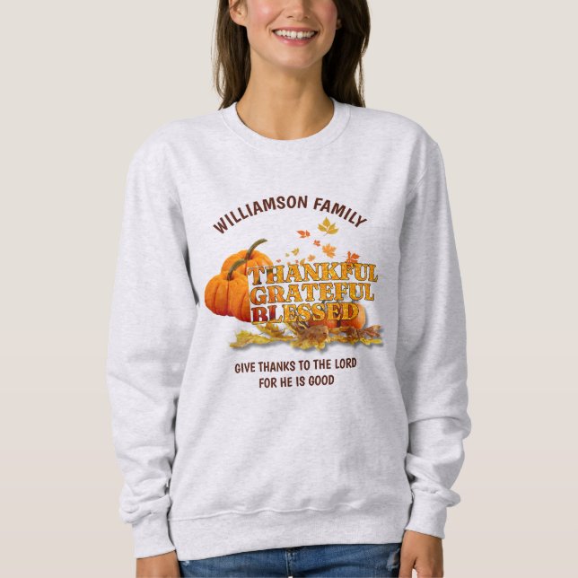 Sweatshirt MERCI RECONNAISSANTE BLESSEE Christian Thanksgivin (Devant)
