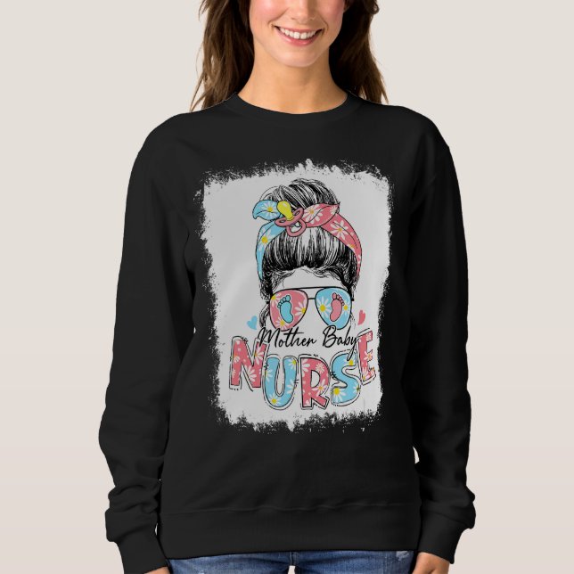 Sweatshirt Mère Bébé Infirmière Messy Bun Femmes Infirmières  (Devant)
