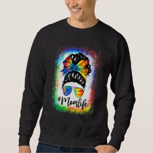 Sweatshirt Mère Bleached Vie Messeuse Cheveux Bun Tie Dye Fem