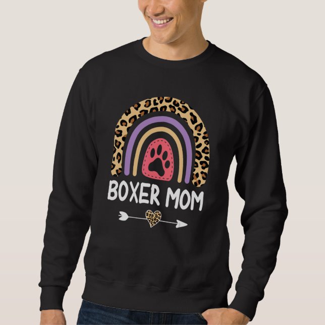 Sweatshirt Mère Boxe Rainbow Leopard Chien Mama mignonne (Devant)