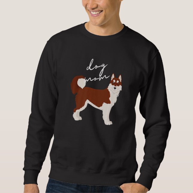 Sweatshirt Mère chienne Husky sibérien rouge et blanc Femme   (Devant)