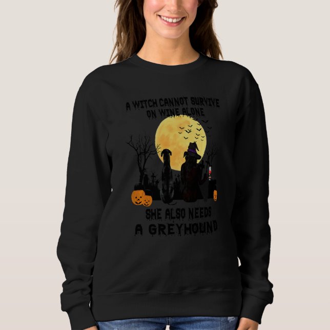 Sweatshirt Mère de l'alcool de sorcière et de lévrier Hallowe (Devant)