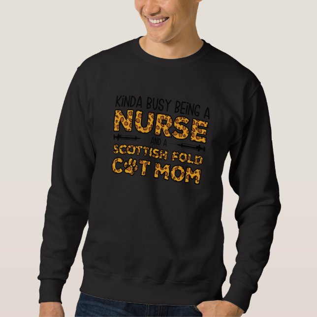 Sweatshirt Mère et infirmière occupée - Chat Scottish Fold Mo (Devant)