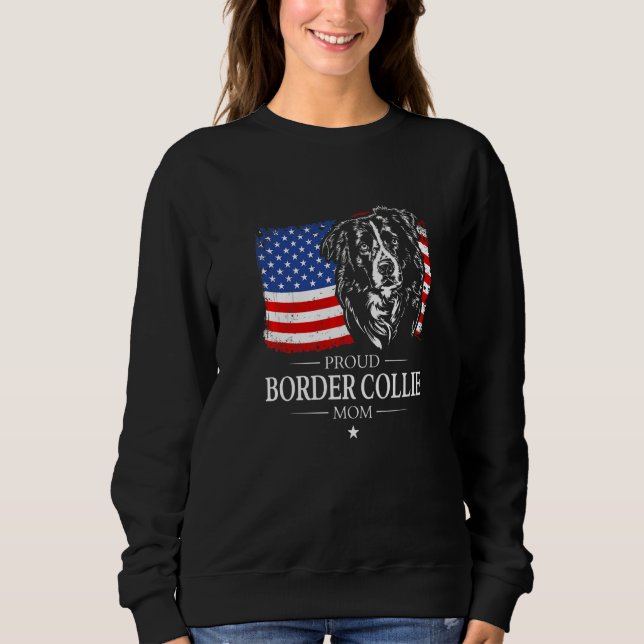 Sweatshirt Mère fière de Border Collie Drapeau américain Patr (Devant)
