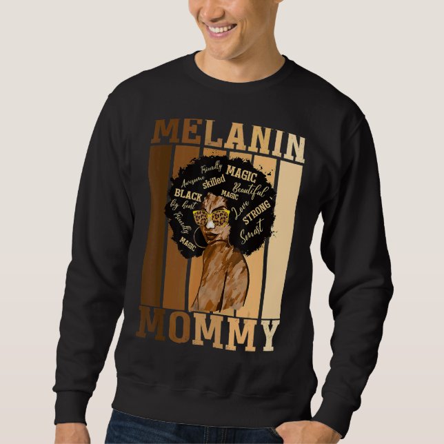 Sweatshirt Mère noire Melanin Maman Maman Fête des Mères Noir (Devant)