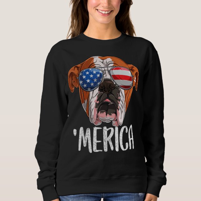 Sweatshirt Merica Anglais Chien 4 juillet Ame (Devant)