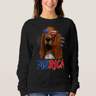 Sweatshirt Merica Basset Hound Dog Usa Drapeau Lunettes de so