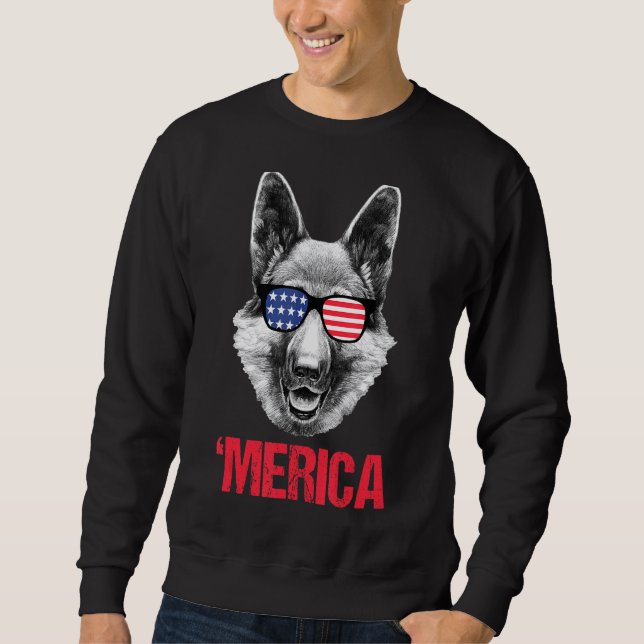 Sweatshirt Merica Berger Allemand Drapeau Américain Lunettes  (Devant)