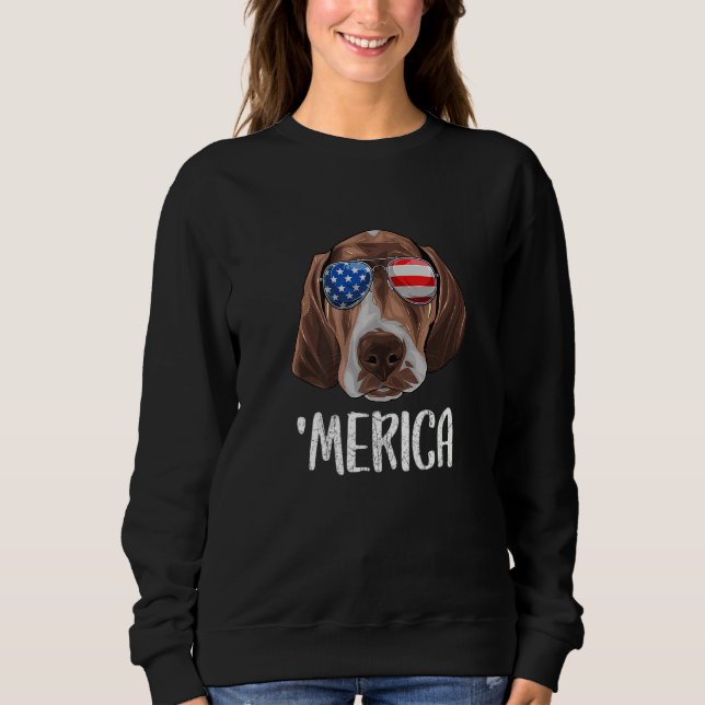 Sweatshirt Merica Berger Allemand Pointer Chien 4 juillet Ame (Devant)
