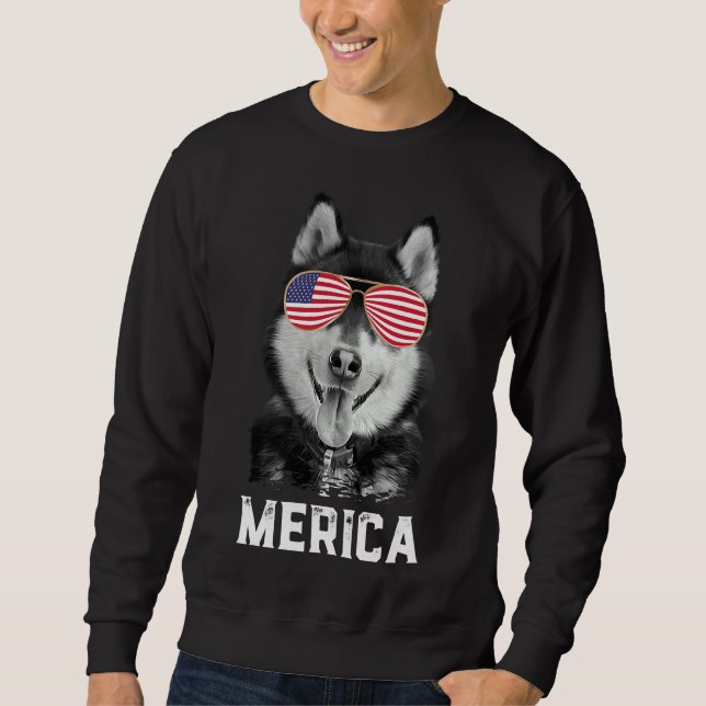 Sweatshirt Merica Drôle Sibérien Husky Chien Chien Chien Amér (Devant)