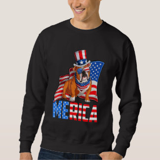 Sweatshirt Merica English Bulldog 4 juillet Américain Usa Fl