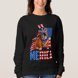 Sweatshirt Merica English Bulldog 4 juillet Américain Usa Fl