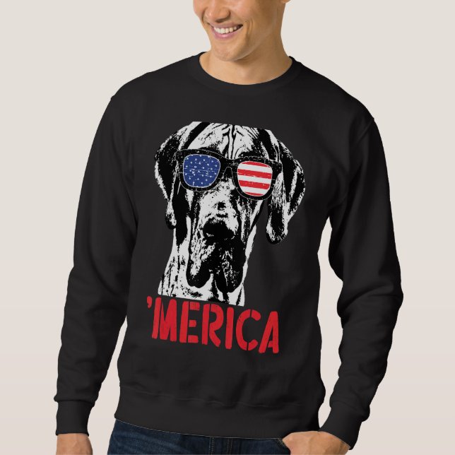 Sweatshirt Merica Great Dane Dog américain Lunettes de soleil (Devant)