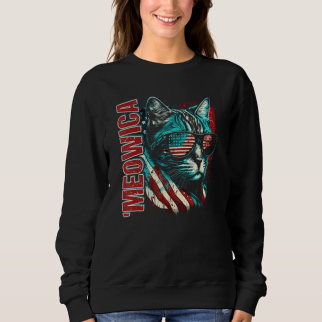 Sweatshirt Merica Patriotic Bengal Cat Meowica 4th of July Ca (Devant)