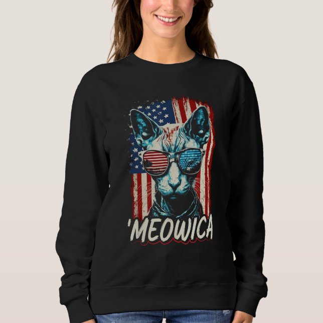 Sweatshirt Merica Patriotic Sphynx Cat Meowica 4th of July Ca (Devant)