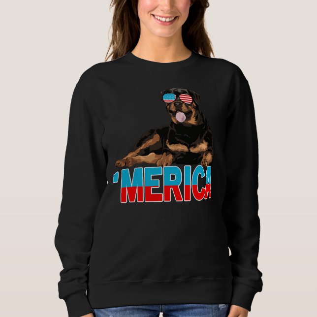 Sweatshirt Merica Rottweiler Drapeau Américain Lunettes de so (Devant)
