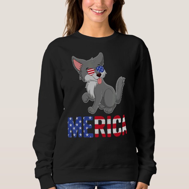 Sweatshirt Merica Usa Drapeau Malamute de chien de l'Alaska L (Devant)