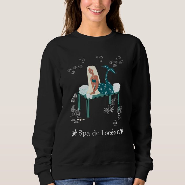 Sweatshirt Mermaids Noir Spa Massage visage Océan Aquatique S (Devant)