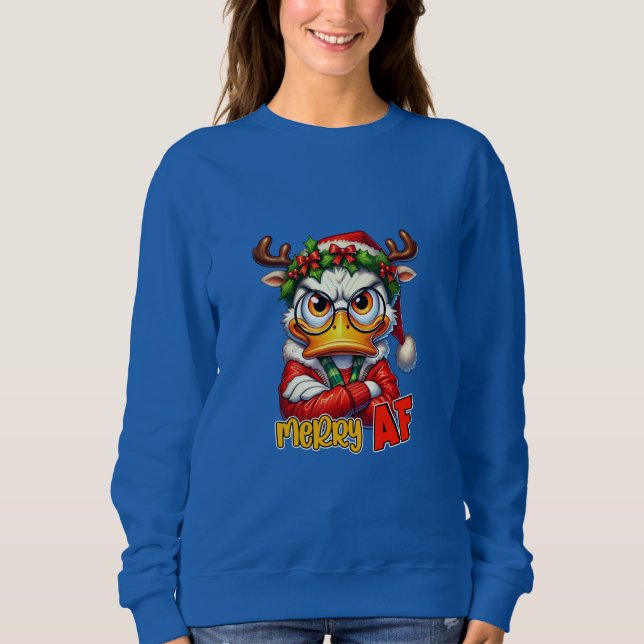 Sweatshirt Merry AF Grumpy Duck (Devant)