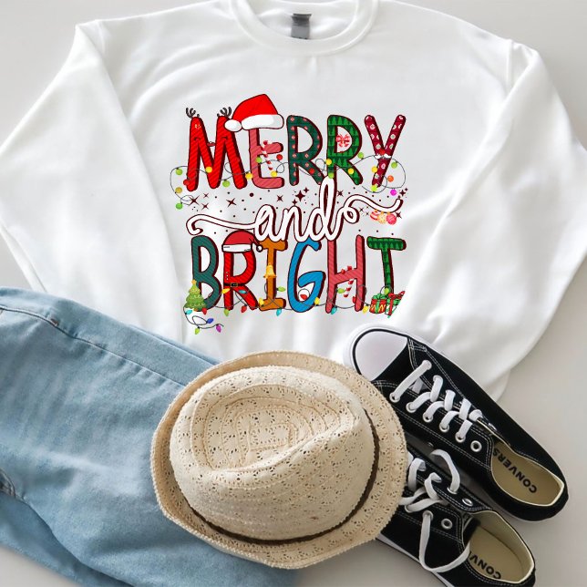 Sweatshirt  Merry And Bright, Merry Christmas (Créateur téléchargé)