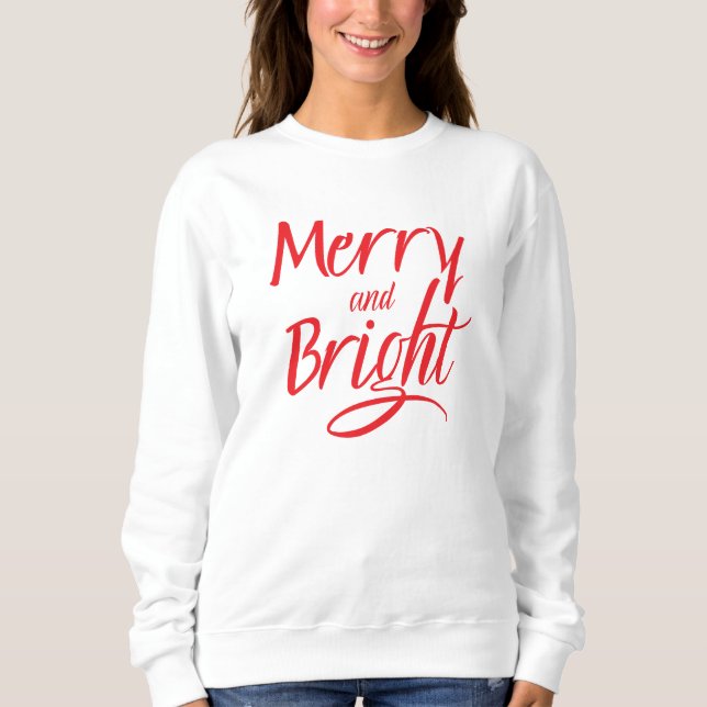 Sweatshirt : Merry and Bright (white) (Devant)