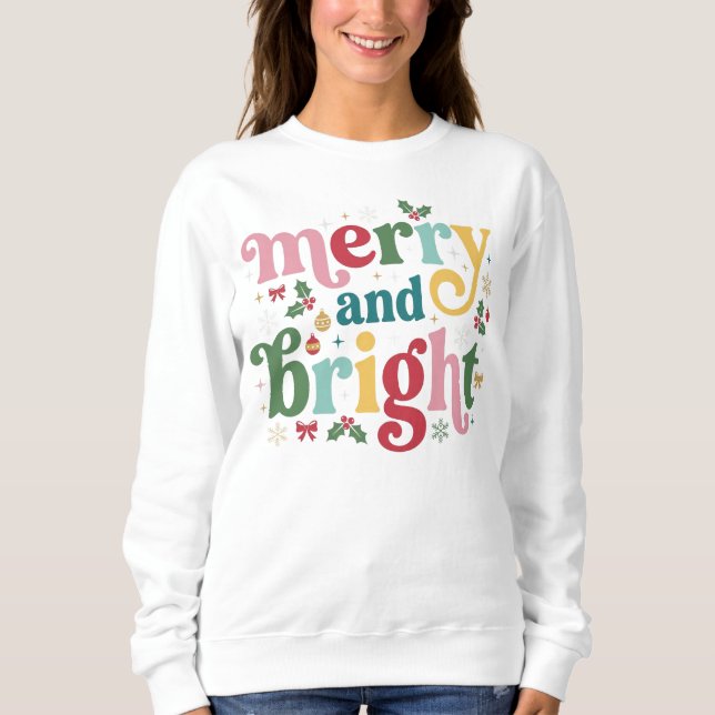 Sweatshirt Merry & Bright Pastel Noël pour Femmes  (Devant)