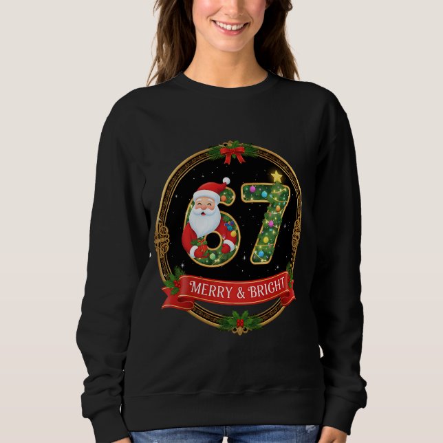 Sweatshirt Merry & Bright Santa Claus Six Seven Xmas Meme 6 7 (Devant)