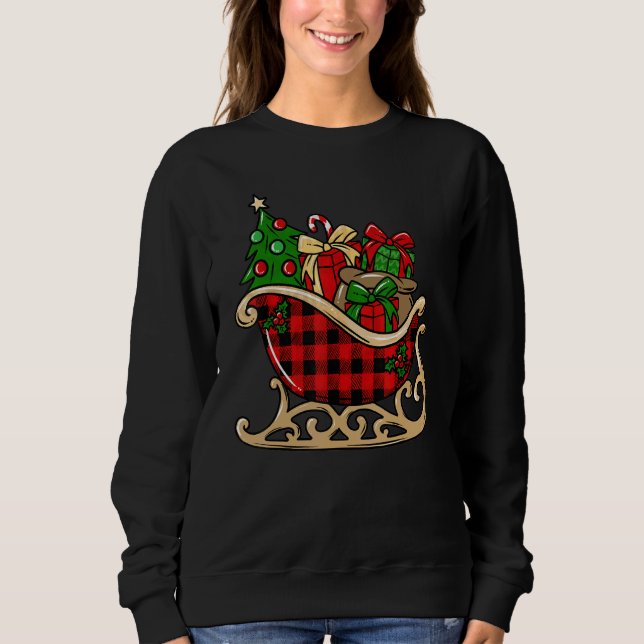 Sweatshirt Merry Christmas  Buffalo Plaid Christmas Sleigh (Devant)