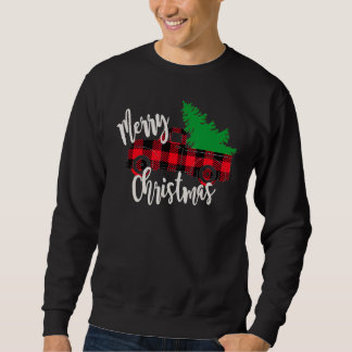 Sweatshirt Merry Christmas Buffalo Truck Tree Red Plaid Men W