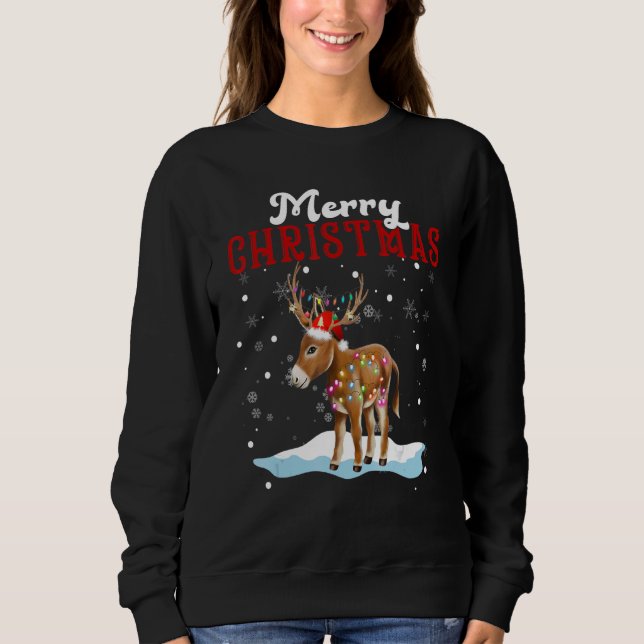 Sweatshirt Merry Christmas Donkey Tree Lights Donkey Christma (Devant)