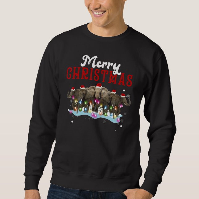 Sweatshirt Merry Christmas Elephant Tree Lights Elephant Chri (Devant)