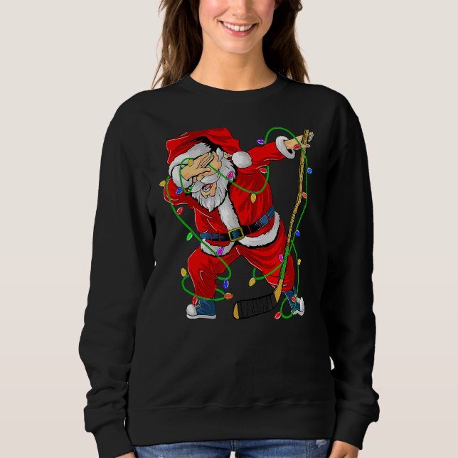 Sweatshirt Merry Christmas Ice Hockey Dabbing Santa Claus (Devant)