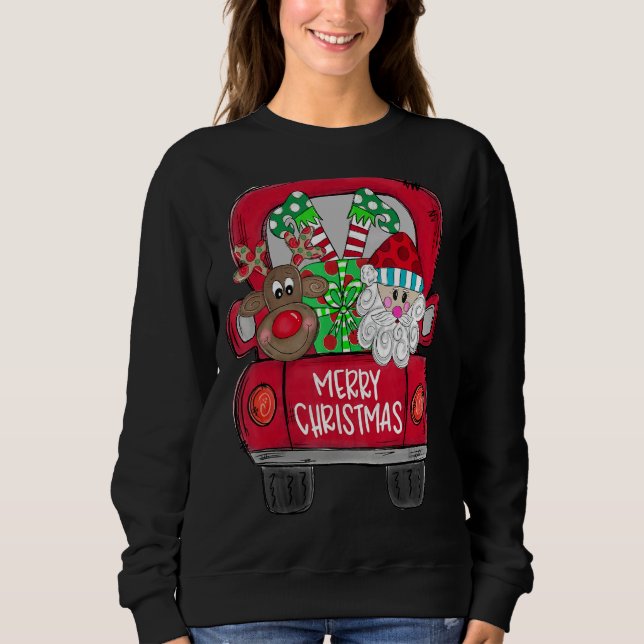 Sweatshirt Merry Christmas  Santa Claus And Reindeer With Tru (Devant)