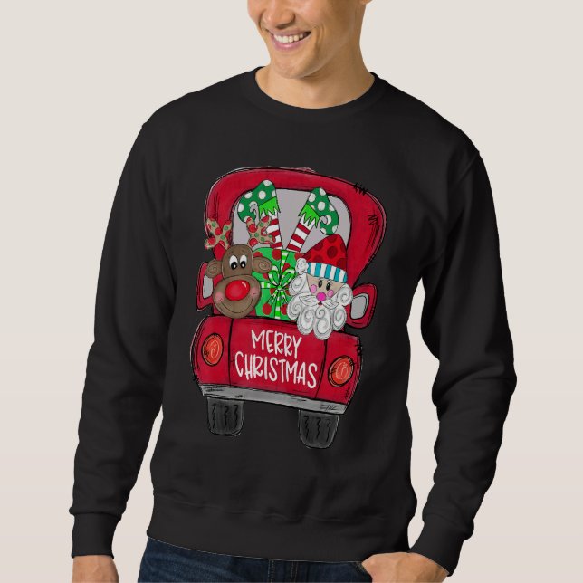 Sweatshirt Merry Christmas Santa Truck With Santa Claus (Devant)