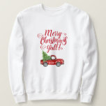 Sweatshirt Merry Christmas Y'all Vintage<br><div class="desc">Joyeux Noël Y'all - Aquarelle Vintage Camion rouge avec arbre de Noël Sweatshirt</div>