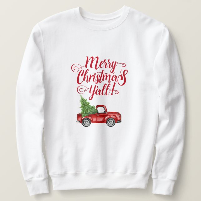 Sweatshirt Merry Christmas Y'all Vintage (Design devant)