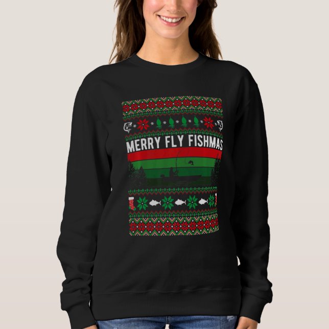 Sweatshirt Merry Fly Fishing Fishmas Ugly Christmas Style Xma (Devant)