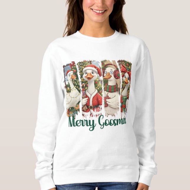 Sweatshirt Merry Goosmas Cute Brushstroke Goose Christmas (Devant)