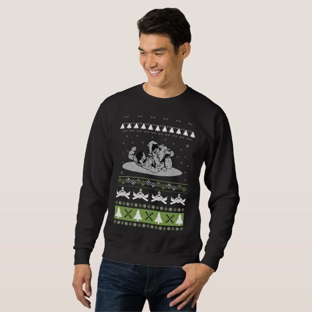 Sweatshirt Merry Kickmas Ugly Christmas Karaté Jiu Jitsur (Devant entier)