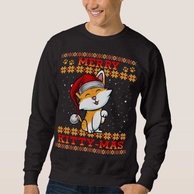 Sweatshirt Merry Kitty Mas Cute Kitten Chat Dame de Noël Hol (Devant)
