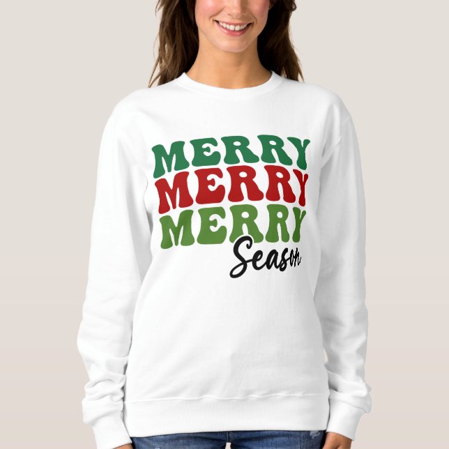 Sweatshirt Merry Merry Merry Saison - Retro Holiday Art (Devant)