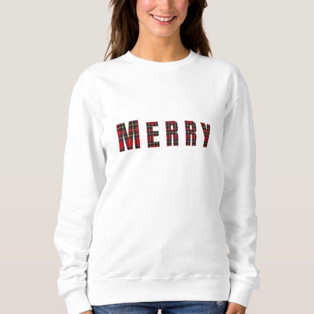 Sweatshirt MERRY Royal Stewart Red Christmas Plaid (Devant)