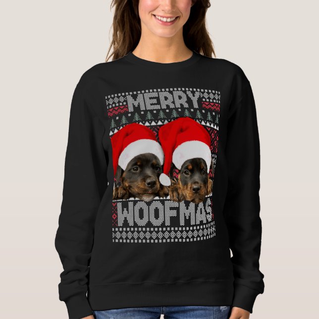 Sweatshirt Merry Woofmas Jote Rottweiler Puppies Avec Père No (Devant)